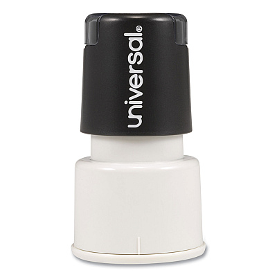 Universal Round Message Stamp, SMILEY FACE, Pre-Inked/Re-Inkable, Red (UNV10080)