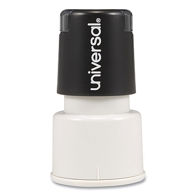 Universal Round Message Stamp, STAR, Pre-Inked/Re-Inkable, Red (UNV10081)