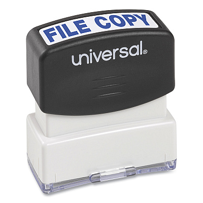 Universal Message Stamp, FILE COPY, Pre-Inked One-Color, Blue (UNV10104)