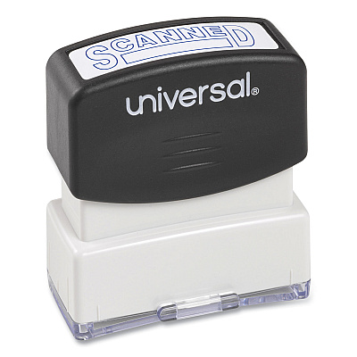 Universal Message Stamp, SCANNED, Pre-Inked One-Color, Blue (UNV10157)