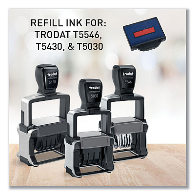 T5430 Professional Replacement Ink Pad for Trodat Custom Self-Inking Stamps, 1" x 1.63", Blue/Red (USSP5430BR)