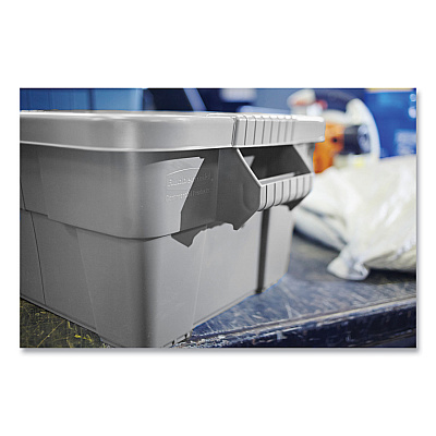 Rubbermaid Commercial BRUTE Tote with Lid, 14 gal, 27.5" x 16.75" x 10.75", Gray (RCP9S30GRAEA)