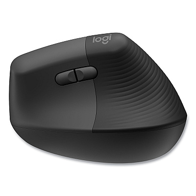Logitech Lift for Business Vertical Ergonomic Mouse, 2.4 GHz Frequency/32 ft Wireless Range, Right Hand Use, Graphite (910006491)