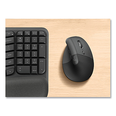 Logitech Lift for Business Vertical Ergonomic Mouse, 2.4 GHz Frequency/32 ft Wireless Range, Right Hand Use, Graphite (910006491)