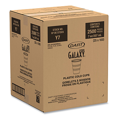 Dart High-Impact Polystyrene Cold Cups, 7 oz, Translucent, Clear, 100/Pack (DCCY7PK)