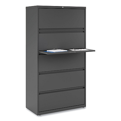 Alera Lateral File, 5 Legal/Letter/A4/A5-Size File Drawers, Black, 36" x 18.63" x 67.63" (ALEHLF3667BL)