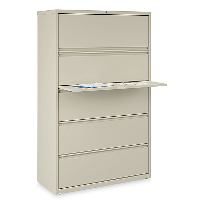 Alera Lateral File, 5 Legal/Letter/A4/A5-Size File Drawers, Putty, 42" x 18.63" x 67.63" (ALEHLF4267PY)