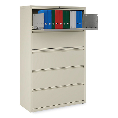 Alera Lateral File, 5 Legal/Letter/A4/A5-Size File Drawers, Putty, 42" x 18.63" x 67.63" (ALEHLF4267PY)