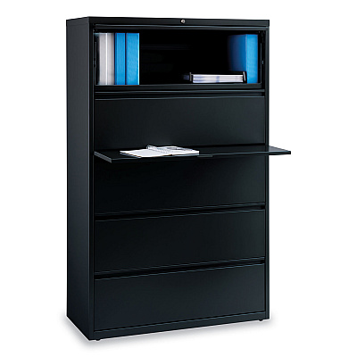 Alera Lateral File, 5 Legal/Letter/A4/A5-Size File Drawers, Black, 42" x 18.63" x 67.63" (ALEHLF4267BL)