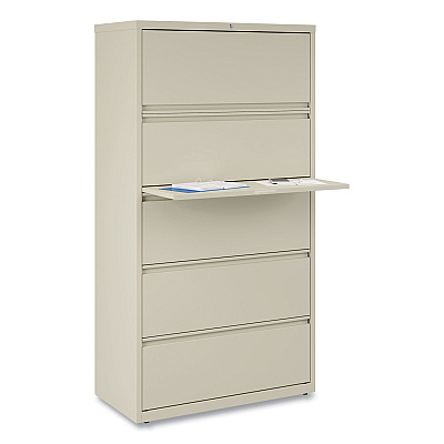 Alera Lateral File, 5 Legal/Letter/A4/A5-Size File Drawers, Putty, 36" x 18.63" x 67.63" (ALEHLF3667PY)