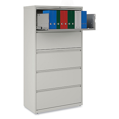 Alera Lateral File, 5 Legal/Letter/A4/A5-Size File Drawers, Light Gray, 36" x 18.63" x 67.63" (ALEHLF3667LG)