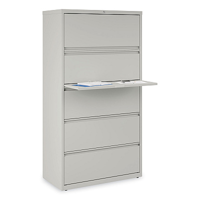Alera Lateral File, 5 Legal/Letter/A4/A5-Size File Drawers, Light Gray, 36" x 18.63" x 67.63" (ALEHLF3667LG)