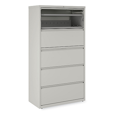 Alera Lateral File, 5 Legal/Letter/A4/A5-Size File Drawers, Light Gray, 36" x 18.63" x 67.63" (ALEHLF3667LG)