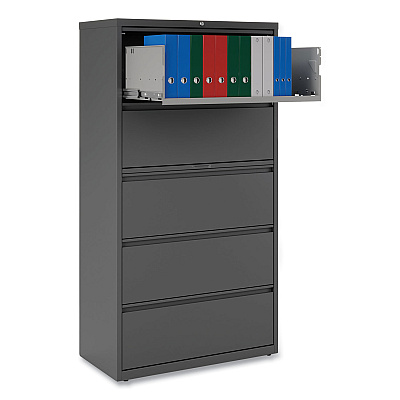 Alera Lateral File, 5 Legal/Letter/A4/A5-Size File Drawers, Black, 36" x 18.63" x 67.63" (ALEHLF3667BL)