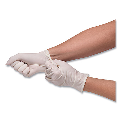 SemperCare Stretch Vinyl Examination Gloves, Cream, Small, 100/Box (SEZSCVNP102BX)