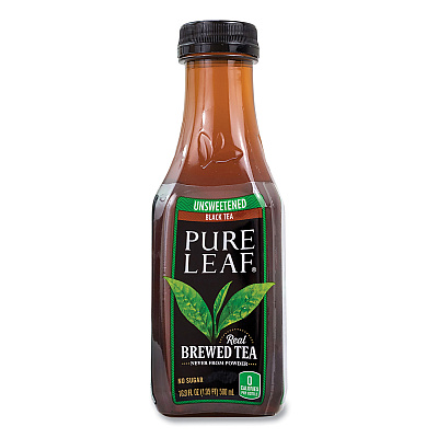 Lipton Pure Leaf Unsweetened Iced Black Tea, 16.9 oz Bottle, 18/Carton (GRR22002027)