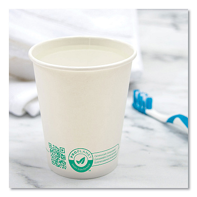Solo Compostable Paper Hot Cups, ProPlanet Seal, 10 oz, White/Green, 1,000/Carton (SCC370PLAPLANET)