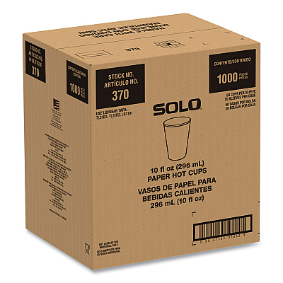 Solo Compostable Paper Hot Cups, ProPlanet Seal, 10 oz, White/Green, 1,000/Carton (SCC370PLAPLANET)