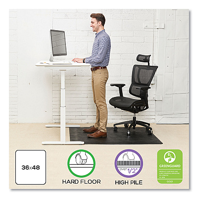 deflecto Ergonomic Sit Stand Mat, 48 x 36, Black, 25/Pallet (DEFCM24142BSS25)