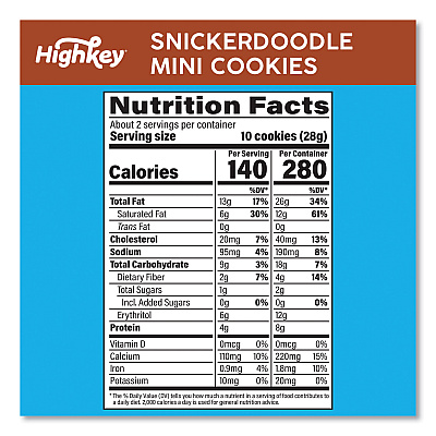 HighKey Snickerdoodle Cookies, Snickerdoodle, 2 oz Bag, 6/Carton (GRR60000271)