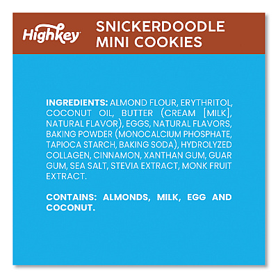 HighKey Snickerdoodle Cookies, Snickerdoodle, 2 oz Bag, 6/Carton (GRR60000271)