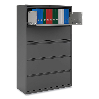 Alera Lateral File, 5 Legal/Letter/A4/A5-Size File Drawers, Charcoal, 42" x 18.63" x 67.63" (ALEHLF4267CC)