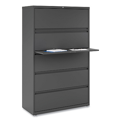 Alera Lateral File, 5 Legal/Letter/A4/A5-Size File Drawers, Charcoal, 42" x 18.63" x 67.63" (ALEHLF4267CC)