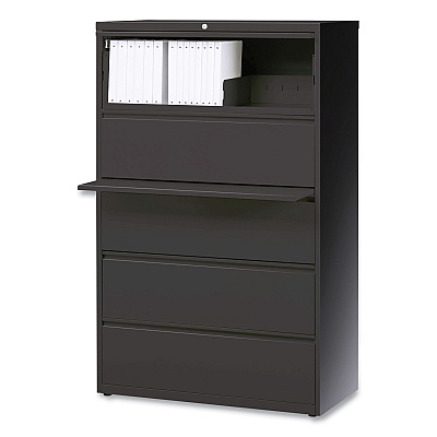 Alera Lateral File, 5 Legal/Letter/A4/A5-Size File Drawers, Charcoal, 42" x 18.63" x 67.63" (ALEHLF4267CC)
