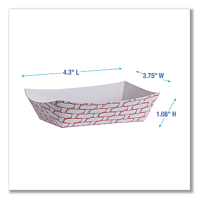 Boardwalk Paper Food Baskets, 6 oz Capacity, 3.78 x 4.3 x 1.08, Red/White, 1,000/Carton (BWK30LAG040)