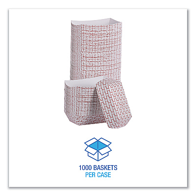 Boardwalk Paper Food Baskets, 6 oz Capacity, 3.78 x 4.3 x 1.08, Red/White, 1,000/Carton (BWK30LAG040)