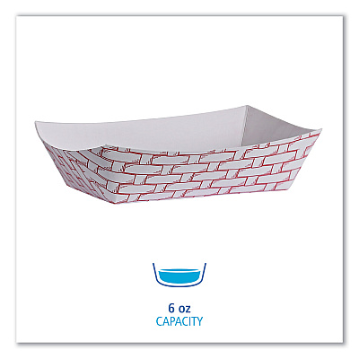 Boardwalk Paper Food Baskets, 6 oz Capacity, 3.78 x 4.3 x 1.08, Red/White, 1,000/Carton (BWK30LAG040)