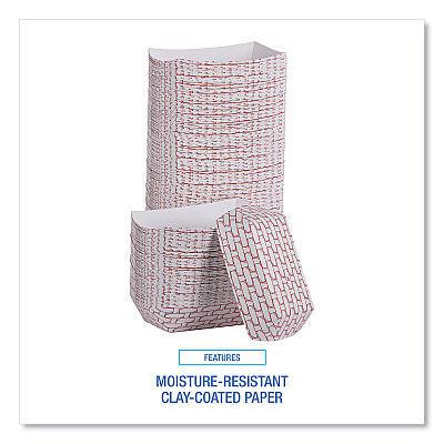 Boardwalk Paper Food Baskets, 6 oz Capacity, 3.78 x 4.3 x 1.08, Red/White, 1,000/Carton (BWK30LAG040)