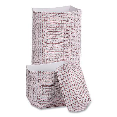 Boardwalk Paper Food Baskets, 6 oz Capacity, 3.78 x 4.3 x 1.08, Red/White, 1,000/Carton (BWK30LAG040)