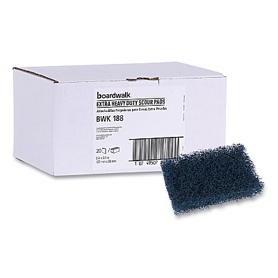 Boardwalk Extra Heavy-Duty Scour Pad, 3.5 x 5, Dark Blue, 20/Carton (BWK188)