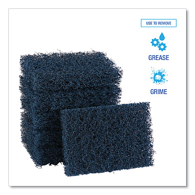 Boardwalk Extra Heavy-Duty Scour Pad, 3.5 x 5, Dark Blue, 20/Carton (BWK188)