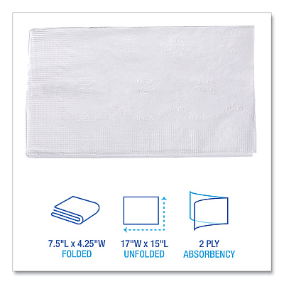Boardwalk 1/8-Fold Dinner Napkins, 2-Ply, 15 x 17, White, 300/Pack, 10 Packs/Carton (BWK8321W)