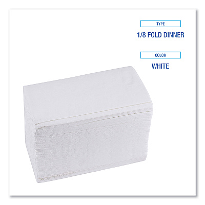 Boardwalk 1/8-Fold Dinner Napkins, 2-Ply, 15 x 17, White, 300/Pack, 10 Packs/Carton (BWK8321W)