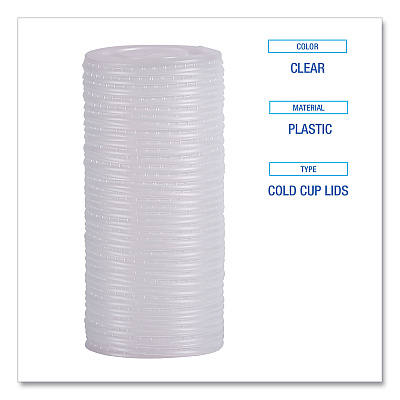Boardwalk Deerfield Cold Cup Lids, Fits 12 oz to 20 oz Cups, Clear, Plastic, 50/Pack, 20 Packs/Carton (BWKDEERCLIDW)
