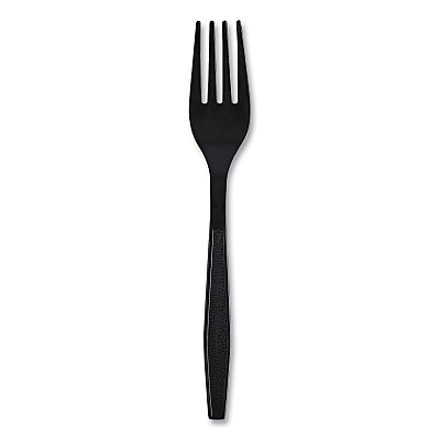 Boardwalk Heavyweight Wrapped Polypropylene Cutlery, Fork, Black, 1,000/Carton (BWKFORKHWPPBIW)