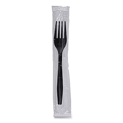 Boardwalk Heavyweight Wrapped Polypropylene Cutlery, Fork, Black, 1,000/Carton (BWKFORKHWPPBIW)