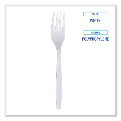 Boardwalk Heavyweight Wrapped Polypropylene Cutlery, Fork, White, 1,000/Carton (BWKFORKHWPPWIW)