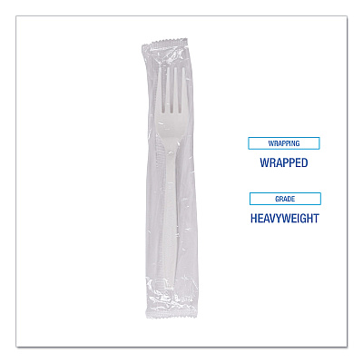 Boardwalk Heavyweight Wrapped Polypropylene Cutlery, Fork, White, 1,000/Carton (BWKFORKHWPPWIW)