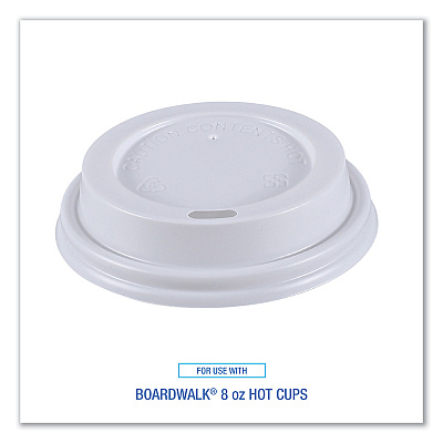 Boardwalk Hot Cup Lids, Fits 8 oz Hot Cups, White, 50/Sleeve, 20 Sleeves/Carton (BWKHOTWH8)