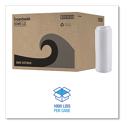 Boardwalk Hot Cup Lids, Fits 8 oz Hot Cups, White, 50/Sleeve, 20 Sleeves/Carton (BWKHOTWH8)