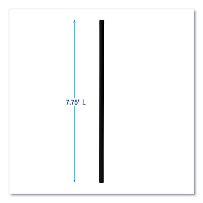 Boardwalk Wrapped Jumbo Straws, 7.75", Polypropylene, Black, 250/Pack, 50 Packs/Carton (BWKJSTW775B)