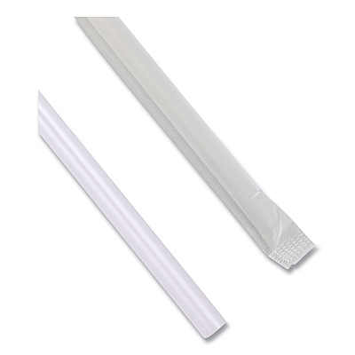 Boardwalk Wrapped Jumbo Straws, 7.75", Polypropylene, Clear, 12,000/Carton (BWKJSTW775CLR)