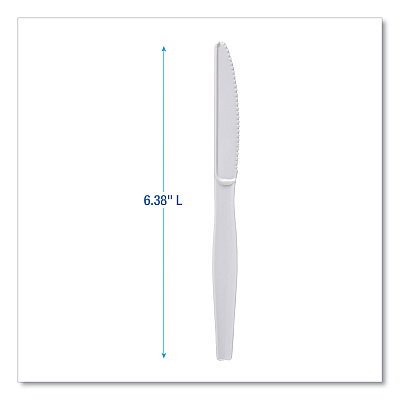 Boardwalk Heavyweight Polystyrene Cutlery, Knife, White, 1000/Carton (BWKKNIFEHW)
