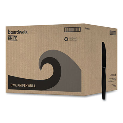 Boardwalk Heavyweight Polystyrene Cutlery, Knife, Black, 1000/Carton (BWKKNIFEHWBLA)