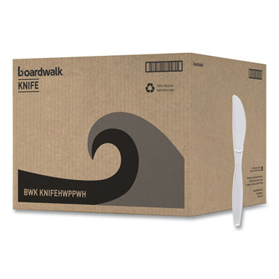 Boardwalk Heavyweight Polypropylene Cutlery, Knife, White, 1000/Carton (BWKKNIFEHWPPWH)