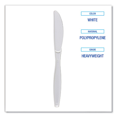 Boardwalk Heavyweight Polypropylene Cutlery, Knife, White, 1000/Carton (BWKKNIFEHWPPWH)